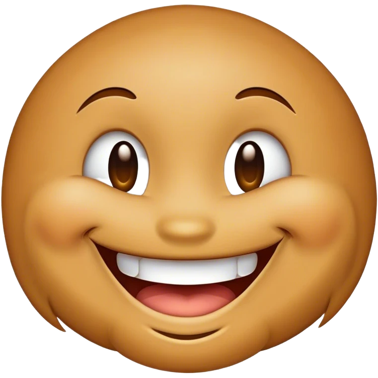 A smiley face that smiles more on one side and has a dimple on that side. emoji