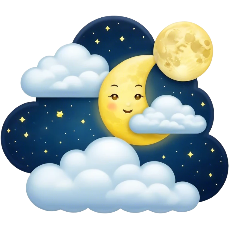 Yellow Moonlight and mini clouds left and right side with beautiful finish  emoji