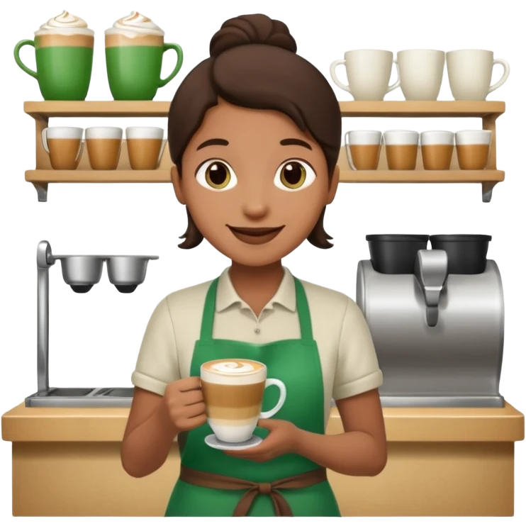 Barista + green apron + latte cup emoji