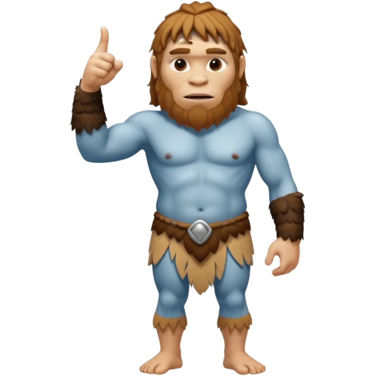 A full-bodied Neanderthal, dressed in a loincloth, points his thumb to the right
 emoji