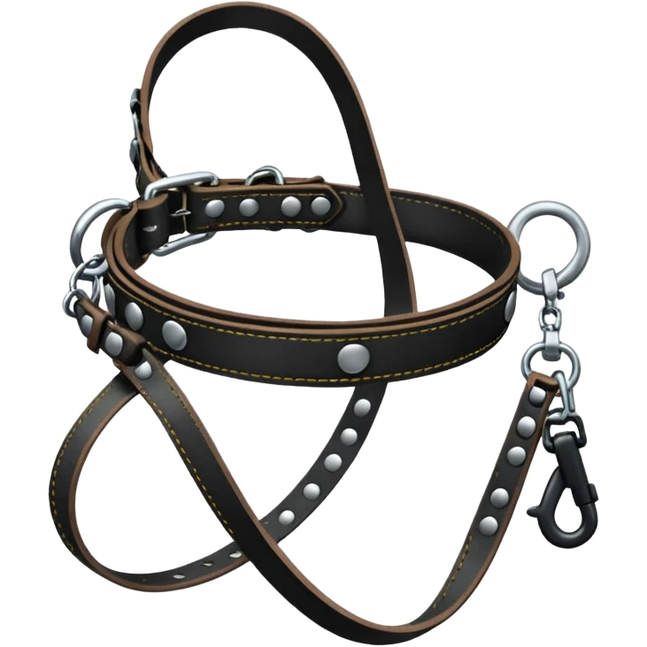 Leash – black collar with leash hanging emoji