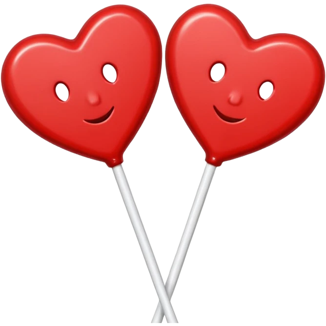 2 Christmas red heart-shaped lollipops with white "S" logo emoji