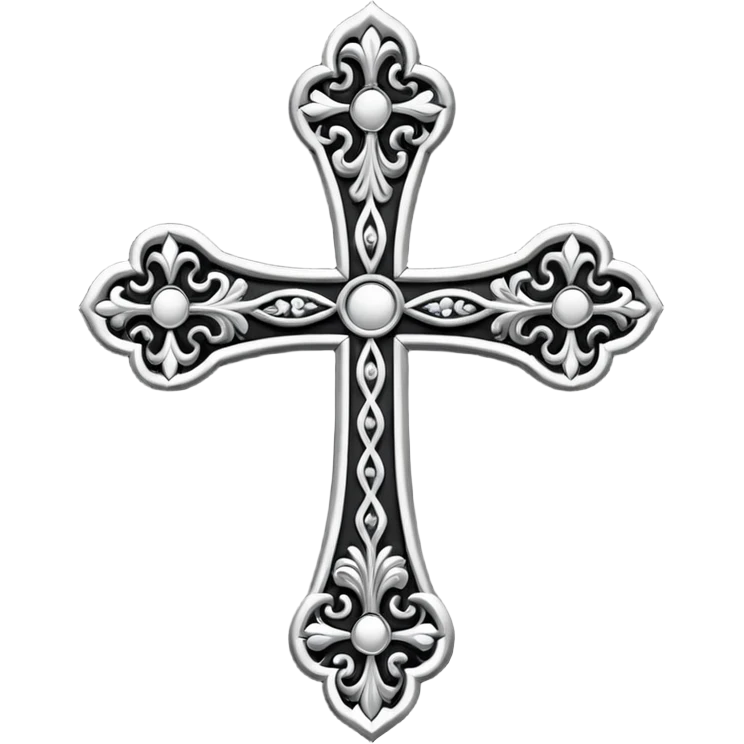 a black and white detailed cross emoji