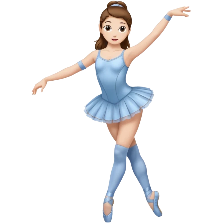 Ballet dancer in over the knee socks, leotard and long brown hair emoji