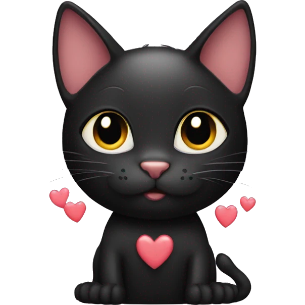 Black cat with hearts emoji