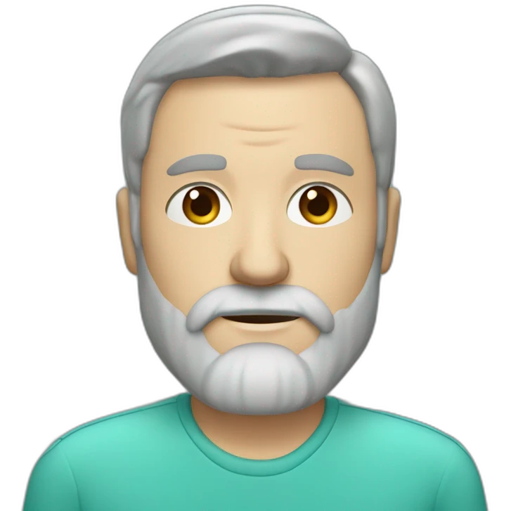 middle-aged white man with beard and brown hair. hairstyle with a part on the right side and some upward bangs. greenish blue eyes emoji