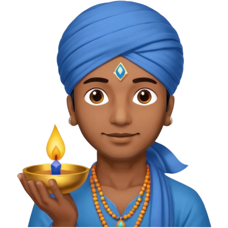 diwali man with blue turban and diwali emoji