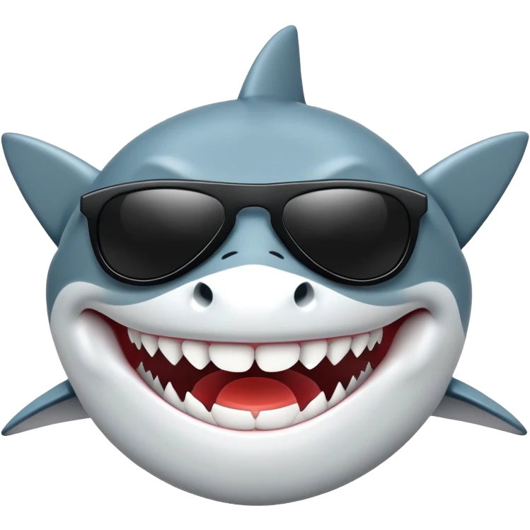 cool shark with white teeth and black sunglasses emoji
