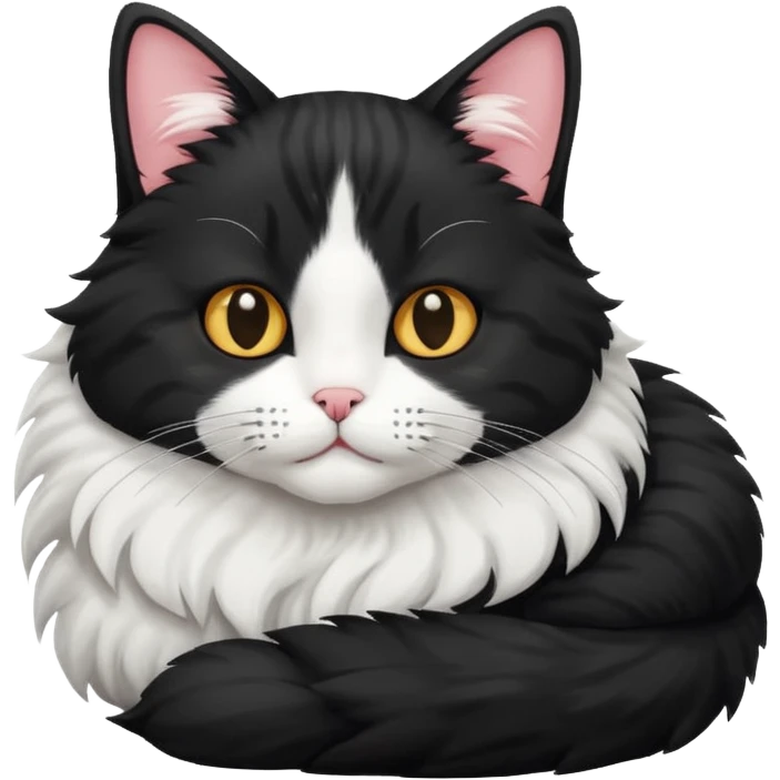 Cute black and white cat lying emoji