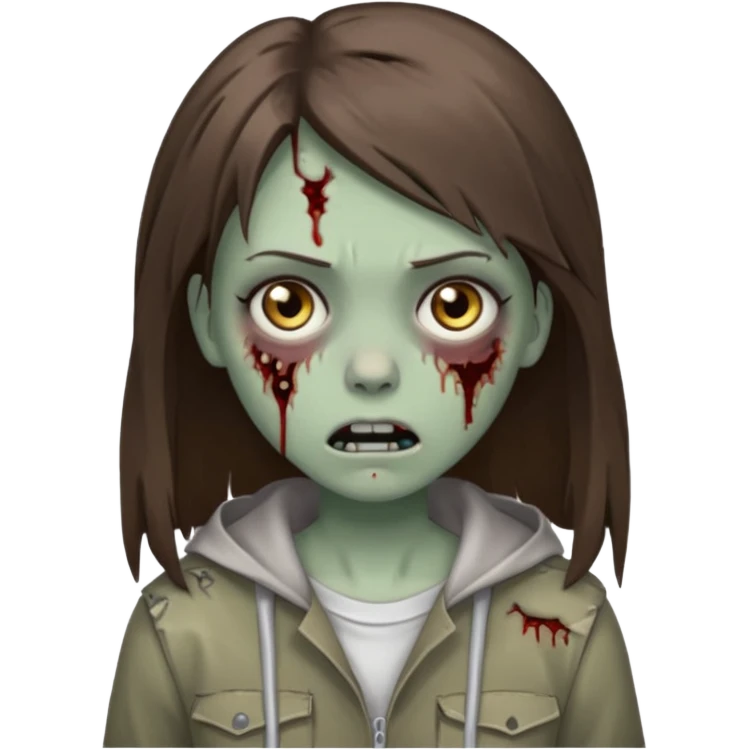 a zombie girl with straight brown hair long  emoji