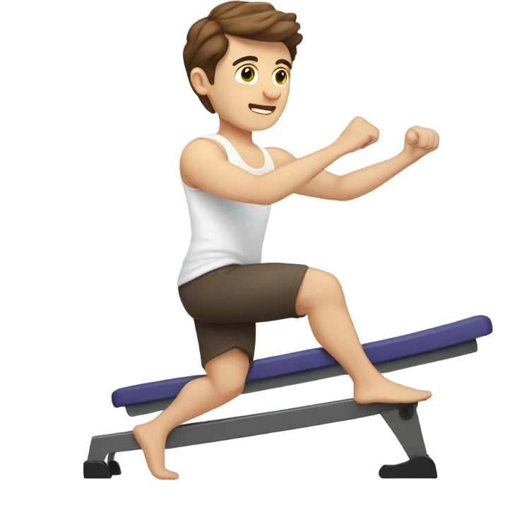 Caucasian brown hair no beard young male doing pilates emoji