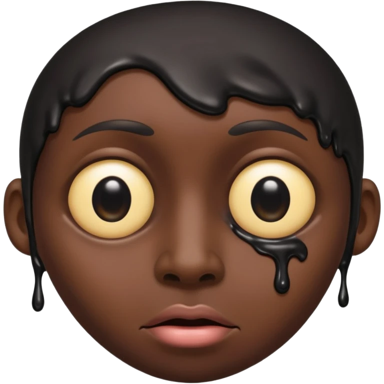 an black melting face with no eyebrows and mouth and just an single eye emoji