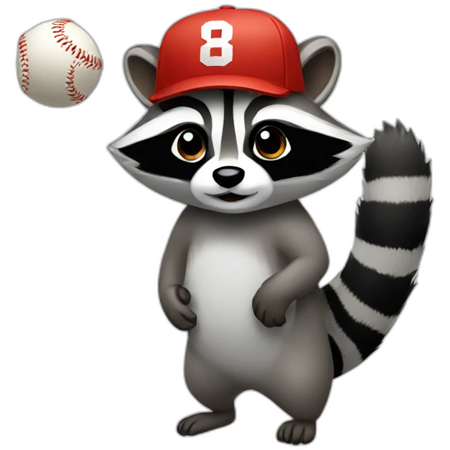 raccoon with a baseball hat emoji
