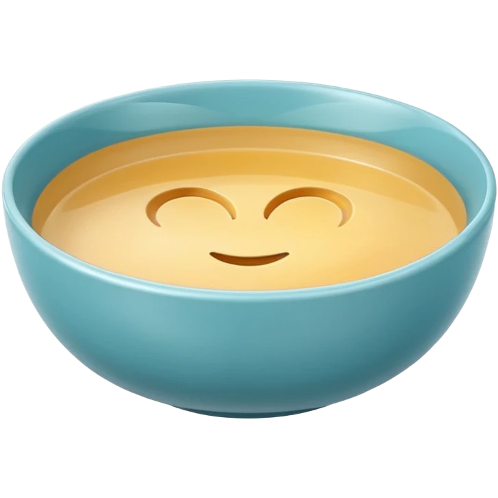 “Simple bowl emoji 🥣 in clean 3D style, smooth rounded bowl shape, light neutral bowl color, glossy plastic texture, shiny reflective surface, soft studio lighting, subtle highlights, minimal cereal/porridge inside with smooth surface, cute emoji proportions, ultra-polished 3D look,  emoji