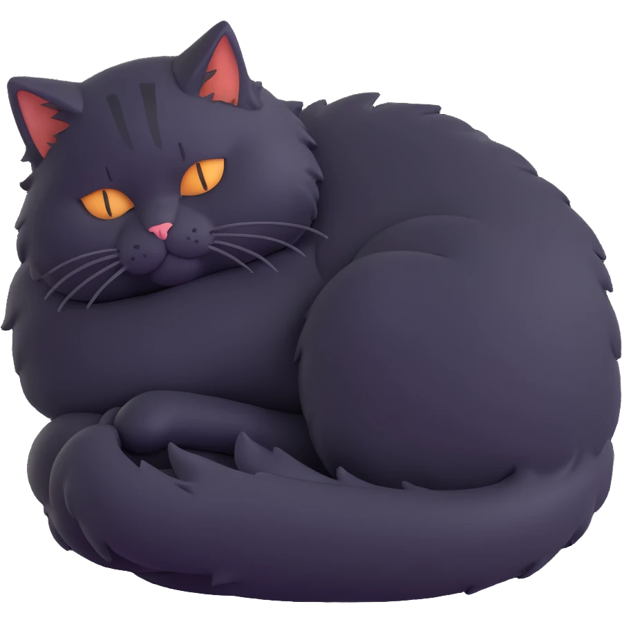 fluffy cat curled up and sleeping emoji
