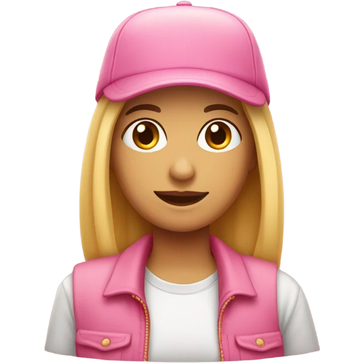 Fille avec casquette rose emoji