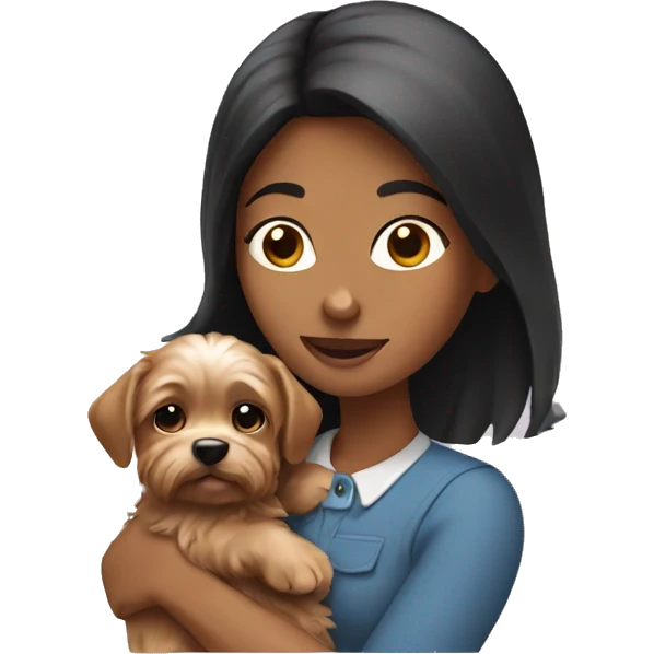 Woman holding Yorkshire puppy  emoji