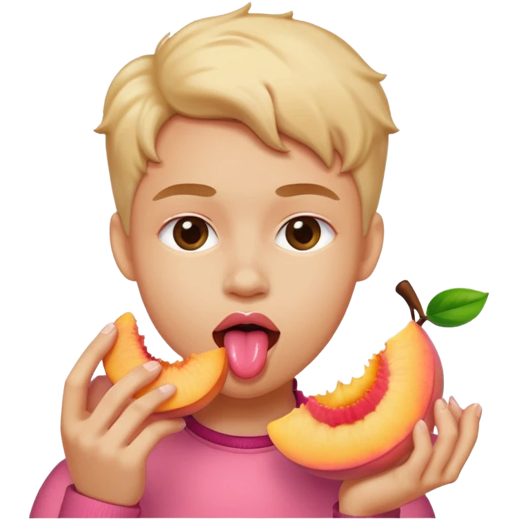 human tongue, licking a sliced peach ￼ emoji