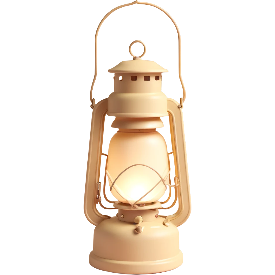 aesthetic camping lantern, pastel beige, modern and cozy, 3D style emoji