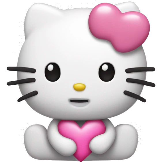 hello kitty with no mouth holding a pink heart emoji