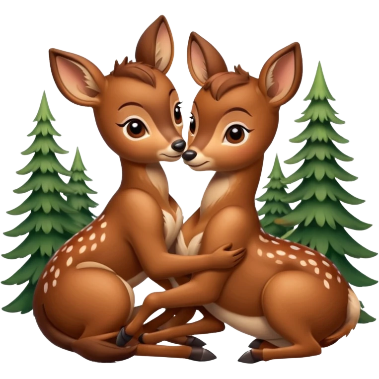 two Bambi deer hugging emoji
