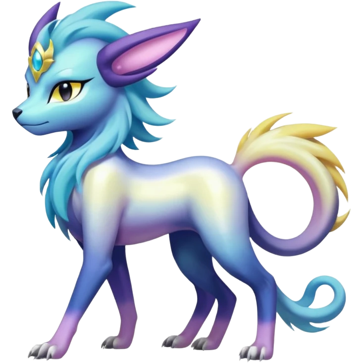Shiny Sunny furry neon colorful scaly painted Asian pastel-gradient Absol-Meloetta-Solgaleo-Luxray-Suicune-fusion emoji