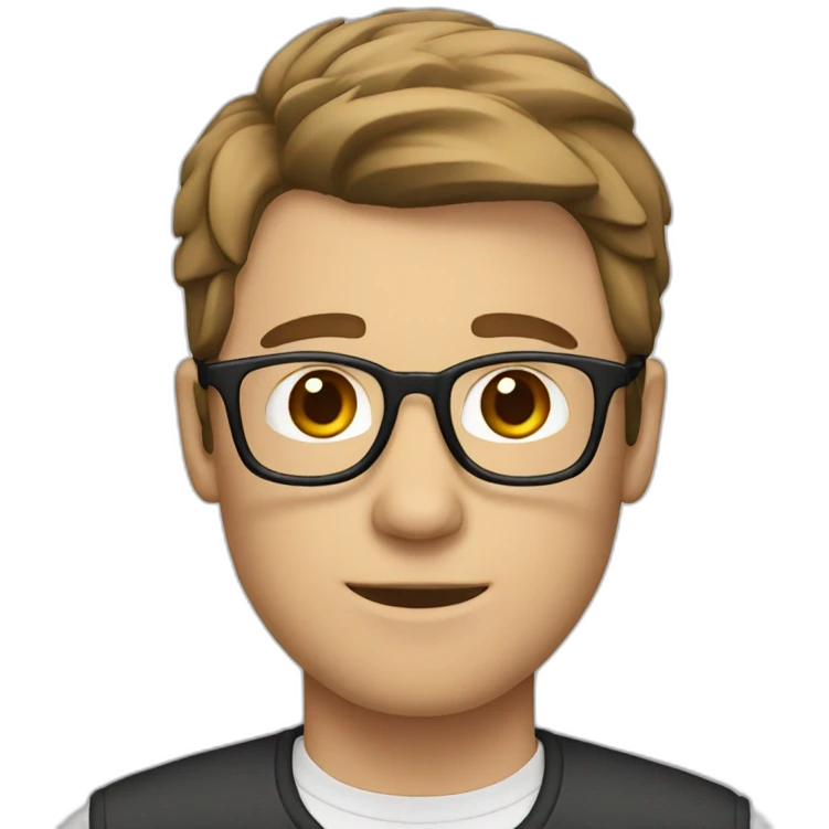 White Male with Brown Hair with Glasses emoji