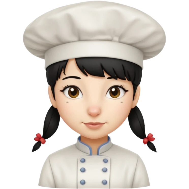 A girl rat with a fringe and chefs hat black hair emoji