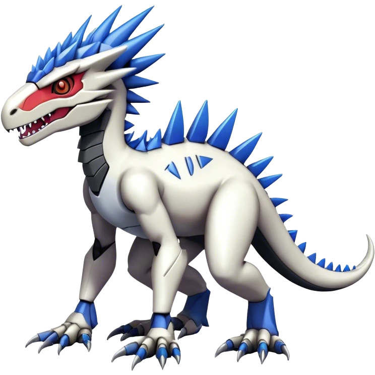 Spiky Cool Edgy Futuristic shiny colorful Digimon-Fakemon-Guilmon-Velociraptor-Mecha full body emoji