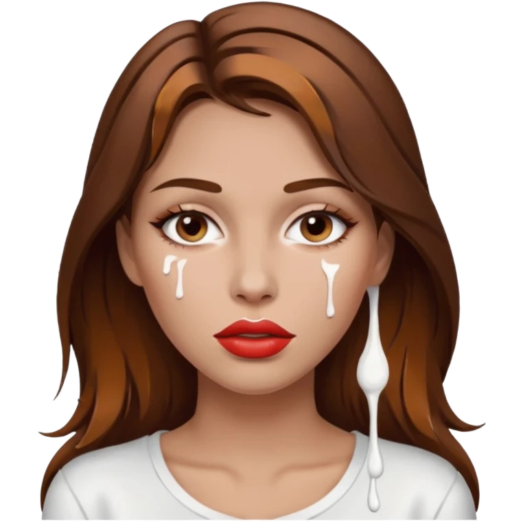 Brown Hair, Woman, white paint drip, face, hot, Sexy, lips emoji