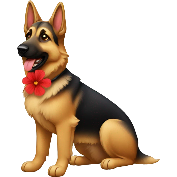German Shepard with red flower emoji