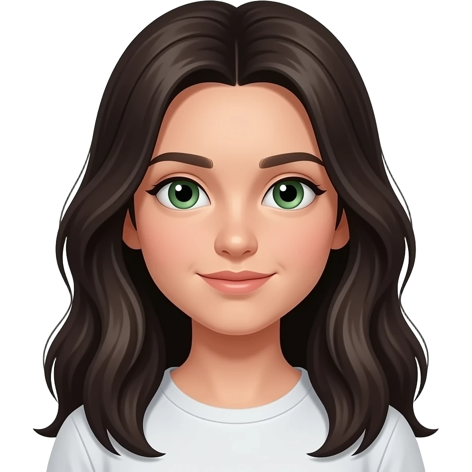 ado brune aux cheveux long et aux yeux verts avec son buste emoji