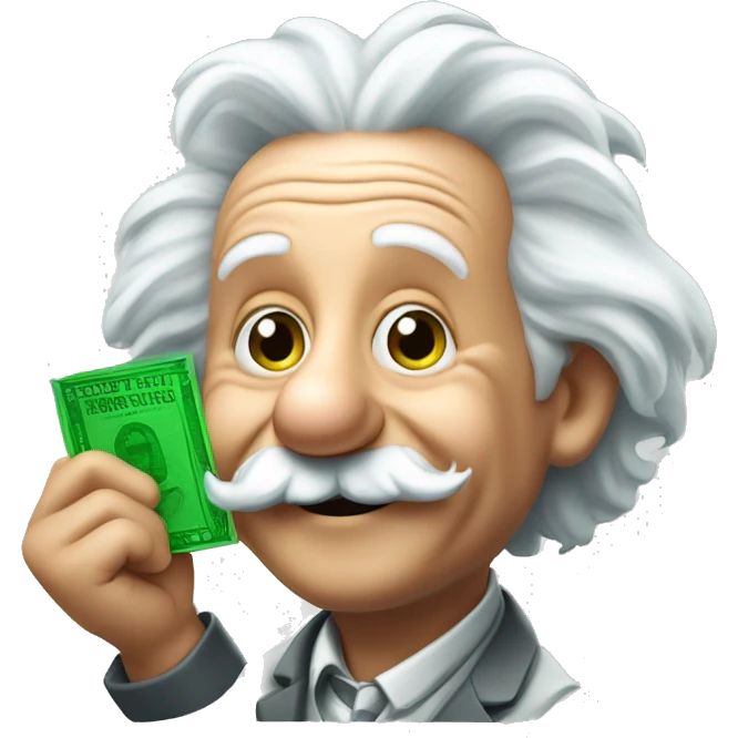 happy albert einstein holding green check in one hand emoji