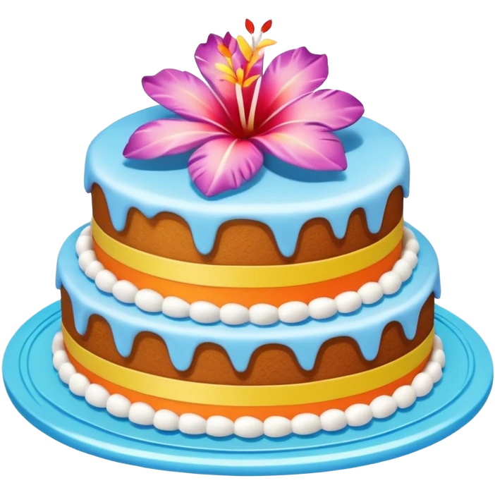 Cake with hawaiana flowers emoji