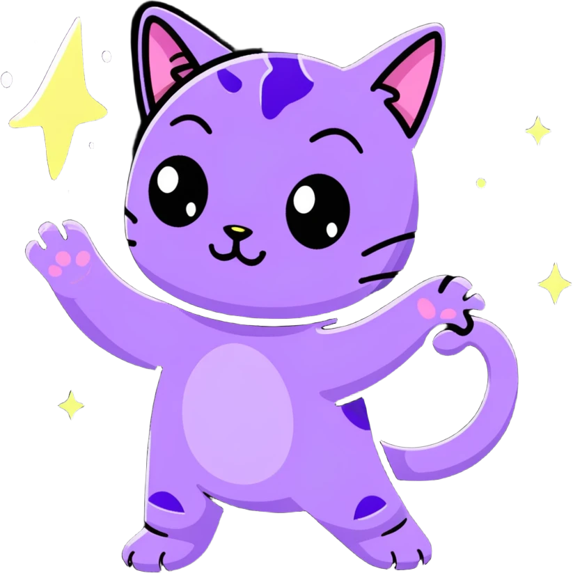 alien cat casting a spell with sparkles and stars emoji
