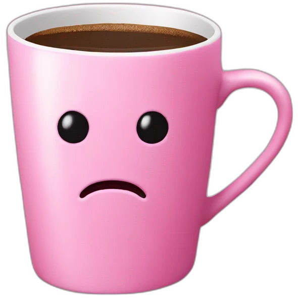 Pink mug with the sentence "hot coffee hot ideas emoji