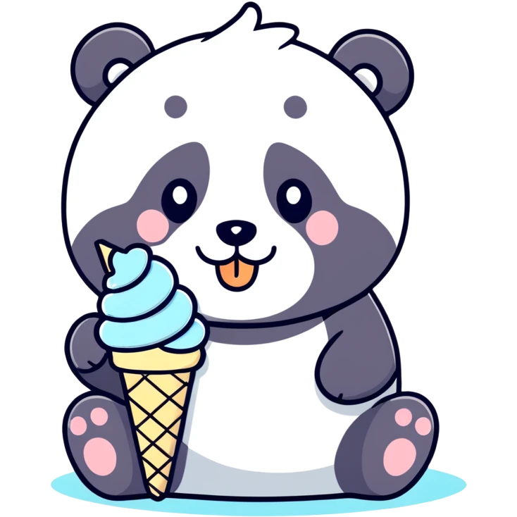 Panda eatingeeee ice cream emoji