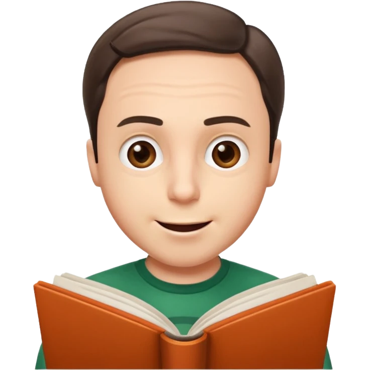 эмоджи  Шелдон (Теория большог взрыва) читает сценарий и удивляется emoji