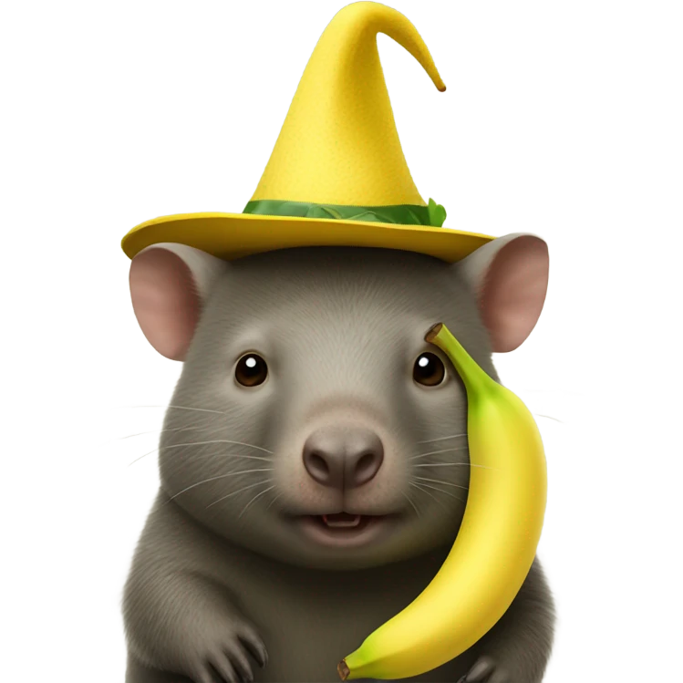 wombat with banana hat emoji