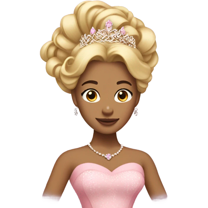 Princess with pink ballgown and big blonde hair updo pretty detailed realistic  emoji