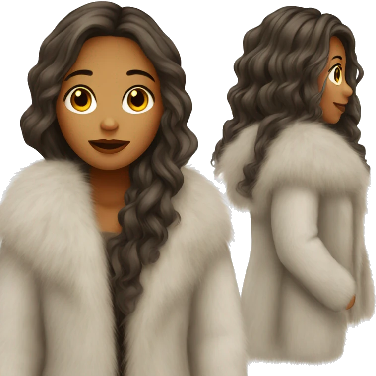 Beautiful girl with long hair in a fur-coat emoji