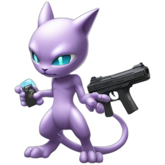 mewtwo with a glock 26 emoji