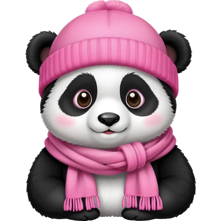 panda with beanie and pink scarf emoji