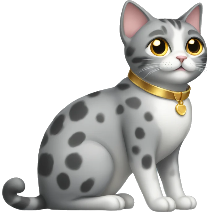 grey cat with spots with golden collar emoji
