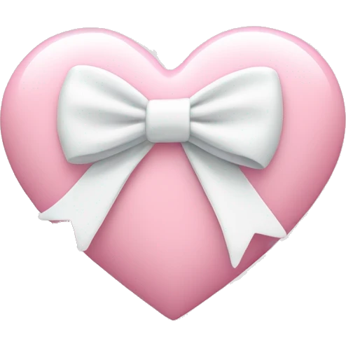 Pastel pink heart with white bow emoji