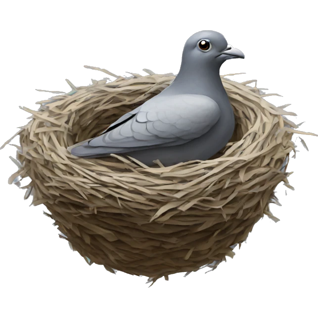 nest with pigeon head sticking up emoji