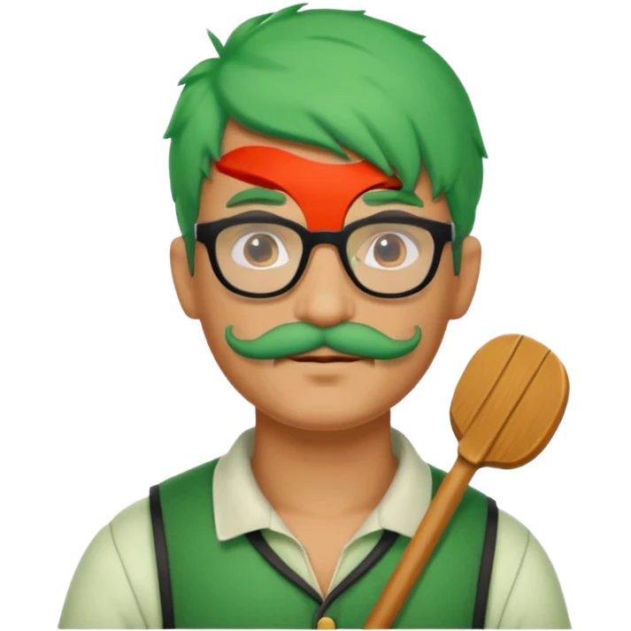 venice gondolier with green hair, glassess and mustache emoji