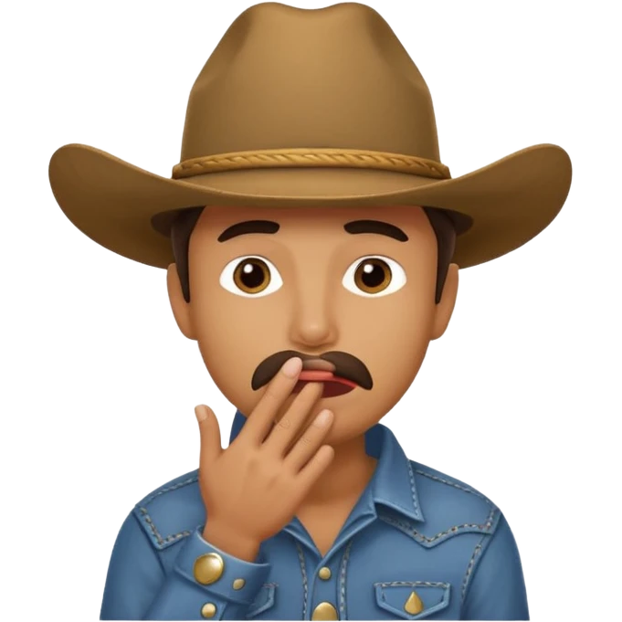 cowboy making oops expression covering mouth emoji