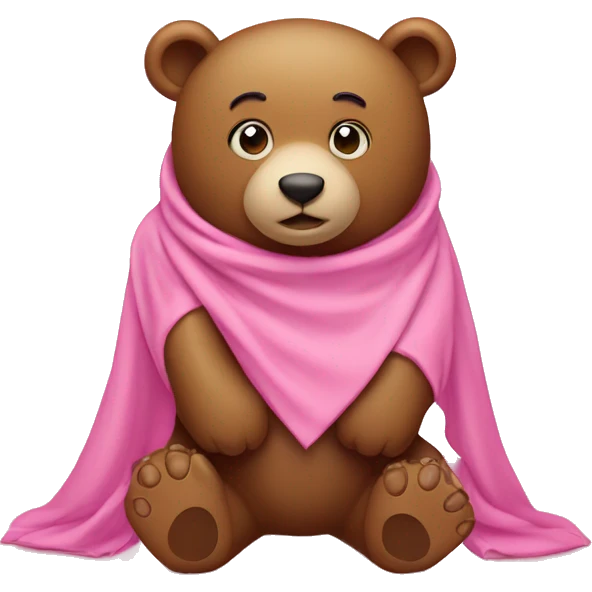 Bear in pink drape with hearts around emoji