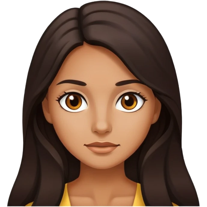 woman with slightly tanned skin, dark brown long hair, dark brown eyes emoji
